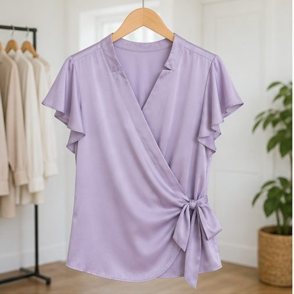 Lilac V Neck Top